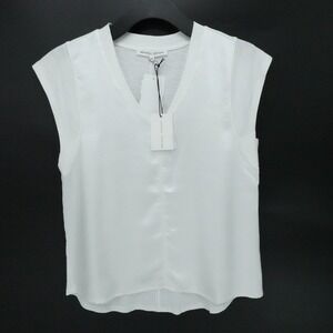 Melissa Nepton Cameron Top Womens Medium Off White V Neck Blouse Closet Staple